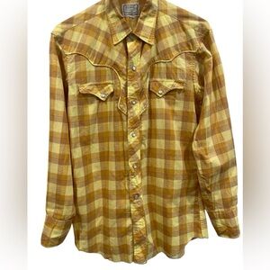 H Bar C California Ranchers Vintage Western Button Down Yellow‎ Shirt 1950 Pearl